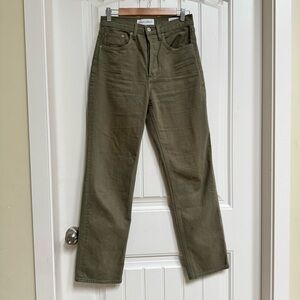 Denim Forum Khaki Cotton Joni High Rise Loose 29L Button Fly Denim Jeans. 25